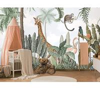 Papier Peint Panoramique Girafe Animal De La Jungle Papier Peint Intissé 3D Tapisserie Murales Décoration Murale