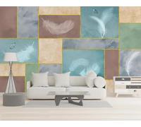Papier Peint Panoramique Golden Line Plumage Bloc De Couleur 400x255cm Papier Peint 3D Intissé Tapisserie Poster Chambre Salon Decoration Murale -MIWEI Wallpaper-ZXY-17278