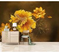 Papier Peint Panoramique Golden Lotus Vintage Papier Peint 3D Tapisserie Murale Décoration Chambre Salon -songqians-00735-380cmx255cm