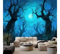 Papier Peint Panoramique Gothique, 350 x 256 cm, Poster Geant Papier Peint Personnalisé 3D, Anime Forêt Arbres Lune pour Salon Chambre d'enfants restaurant Décoration Murale