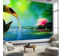 Papier Peint Panoramique Gouttes D'Eau Surface Du Lac Fleurs, Papier Peint Personnalisée Paysage Naturel, Fresque Murale Moderne pour Salon ou Chambre, Peinture Murale Décorative 350 x 256 cm (L x H)