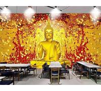 Papier Peint Panoramique Graffiti Bouddha Doré 250x175cm Papier Peint 3D Intissé Tapisserie Poster Chambre Salon Decoration Murale -MIWEI Wallpaper-ZXY-42249