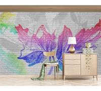 Papier Peint Panoramique Graffiti Brique Mur Peint Feuilles 450x300cm Papier Peint 3D Intissé Tapisserie Poster Chambre Salon Decoration Murale -MIWEI Wallpaper-ZXY-10953