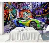 Papier Peint Panoramique Graffiti Voiture De Sport Vintage 310x250cm Papier Peint 3D Intissé Tapisserie Poster Chambre Salon Decoration Murale -MIWEI Wallpaper-ZXY-10355