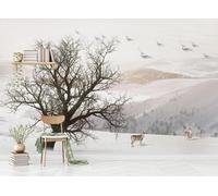 Papier Peint Panoramique Grand Oiseau D'Arbre De Neige 400x280cm Papier Peint 3D Intissé Tapisserie Poster Chambre Salon Decoration Murale -MIWEI Wallpaper-ZXY-30086