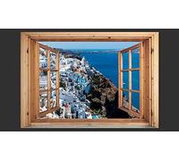 Papier Peint Panoramique Grèce 400x280 cm Papier Peint Intissé 3D Vue Sur La Mer Muraux Tapisserie Photo Décoration Murale Poster Mural XXL pour Chambre Salon 1639-ABP