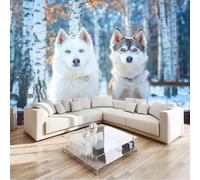 Papier Peint Panoramique Haute Définition Animaux Forêt Chien Décoration Murale Pour Chambre, Poster Géant Papier Peint Mural Intissé Multicolore 200 X 140 Cm Pour Salon Derrière Canapé Fond Tv