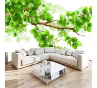 Papier Peint Panoramique Hyperréalisme, Tapisserie Poster Nature Plantes Feuilles 250 X 175 Cm Poster Geant Mural Impression 3D Pour Salon - Moderne Décoration Murale Vert Pour Enfant Adolescents