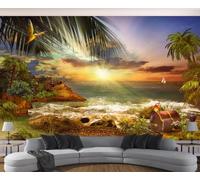 Papier Peint Panoramique Île Plage Mer 310x250cm Papier Peint 3D Intissé Tapisserie Poster Chambre Salon Decoration Murale -MIWEI Wallpaper-ZXY-41729