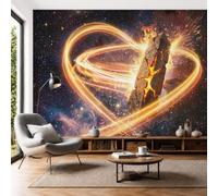 Papier Peint Panoramique Illustrations de science-fiction 300x210cm - Papier Peint Soie Sentier lumineux de la colonne de lave-Décoration Murale pour Salon Chambre d'enfants restaurant, Jaune