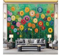 Papier Peint Panoramique Impressionnisme floral Peinture épaisse murale moderne Tapisserie décorative pour chambre salon 400 x 280 cmPersonnalisé Décoration Murale Bureau Vert