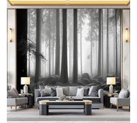 papier peint panoramique Imprimé Moderne Pierres Forêt Arbres Papier peint non tissé Noir Blanc pour enfants et adultes Murale Déco Maison 300 x 210 cm pour Chambre Salon Décoration Murale