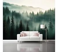 papier peint panoramique Imprimé Nature Mystérieux Forêt Nuages Papier peint non tissé Coloré pour enfants et adultes Murale Déco Maison 250 x 175 cm pour Chambre Salon Décoration Murale
