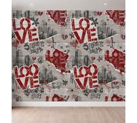Papier Peint Panoramique Imprimée Lettre Shabby-Chic Rétro Poster Mural | Papier Peint Intissé Rustique pour Salon Chambre Bureau Canapé TV Fond Décoration, 300 x 210 cm
