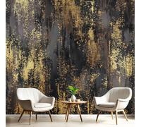 Papier Peint Panoramique Industriel Graffiti,Papier Peint 3D Motif Luxe Feuille D'Or Texture Intissé Wallpaper Chambre Bureau Déco 260×180cm Personnalisé Décoration Murale Noir