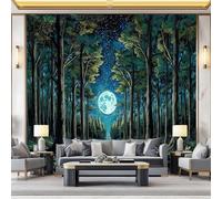 Papier Peint Panoramique Intissé 200 x 140 cm - Fantastique Chemin Forêt Lune Conception, Revêtement Mural pour Salon - Coloré - Design Unique Moderne Décoration Murale