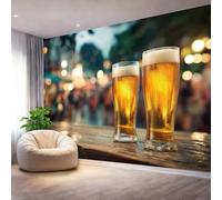 Papier Peint Panoramique Intissé 200 x 140 cm - Style Moderne Street Style Chope De Bière Motif Papier Peint Photo Mural Pour Salon Chambre D'Enfants Bureau - Coloré Décoration Poster Murale