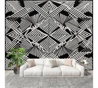 Papier Peint Panoramique Intissé 300x210 cm Illusions D'Optique GéOméTrie Amovible Format Personnalisé Papier Peint Photo Noir Et Blanc Murale Salon Chambre Chambre d'enfants Stickers muraux