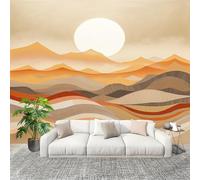 Papier Peint Panoramique Intissé 400x280 cm Abstrait Lignes DéSert Coucher De Soleil Amovible Format Personnalisé Papier Peint Photo Brun Murale Salon Chambre Chambre d'enfants Stickers muraux