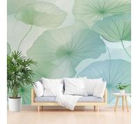 Papier Peint Panoramique Intissé Aquarelle Plantes Feuilles de Lotus 200x140cm(L x H) - Revêtement Mural pour Chambre Salon - Moderne Plantes et Fleurs Feuilles Décoration Murale Poster Mural xxl