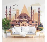 Papier Peint Panoramique Intissé Architecture De Château Vintage 400x280cm(L x H) - Revêtement Mural pour Chambre Salon - Moderne Vintage Vieilli Décoration Murale Poster Mural xxl