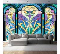 Papier Peint Panoramique Intissé Art Nouveau Vitraux 300 x 210 cm (W x H) - Peinture Murale Décorative, Fresque Moderne pour Décoration Murale Salon Chambre