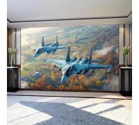 Papier Peint Panoramique Intissé Avions de guerre célestes 350 x 256 cm Murale Style De Peinture À L'Huile Décoration Salon Chambre Enfants Restaurant Poster