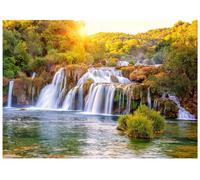 WallArena - Papier peint photo non tissé - Cascade - 350 x 250 cm - Papier peint photo - Pour salon et chambre à coucher - Effet 3D - Avec colle - Forêt et paysage naturel