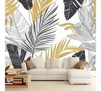 Papier Peint Panoramique Intissé Feuilles De Palmier De Luxe Abstraites 400 x 280 cm Format personnalisé, Blanc Poster Geant Mural, pour Salon Chambre Chambre d'enfants restaurant Décoration Murale