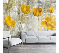 Papier Peint Panoramique intissé Fleurs jaunes 336 x 238 cm wallpaper 260g/m2 Autocollant Pose Facile Décoration Murale Poster Tableaux Muraux Tapisserie Photo