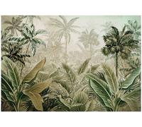 WallArena - Papier peint photo non tissé - Motif feuilles - 350 x 250 cm - Papier peint photo - Pour salon et chambre à coucher - Effet 3D - Avec colle - Botanique tropicale - Vert naturel