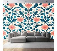Papier Peint Panoramique Intissé Le Style William Morris Fleurs Feuilles 500 x 280 cm (W x H) - Peinture Murale Décorative, Fresque Moderne pour Décoration Murale Salon Chambre