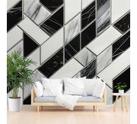 Papier Peint Panoramique Intissé Marbre Geometrique Losange 500x280cm(L x H) - Revêtement Mural pour Chambre Salon - Moderne Marbre Gris Décoration Murale Poster Mural xxl