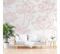 Papier Peint Panoramique Intissé Peint et Graines de Lotus 200x140cm(L x H) - Revêtement Mural pour Chambre Salon - Moderne Fleurs d'art Peintes Décoration Murale Poster Mural xxl