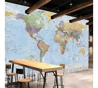 Papier Peint Panoramique Intissé Photo Mural 150x105 cm 3D Grande Carte Du Monde Motif Muraux Geant Mat Poster Maps International Wallpaper pour Salon Cuisines Bureau Chambre d'enfants Décor