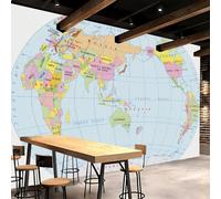 Papier Peint Panoramique Intissé Photo Mural 200x140 cm 3D Grande Carte Du Monde Motif Muraux Geant Mat Poster Maps International Wallpaper pour Salon Cuisines Bureau Chambre d'enfants Décor