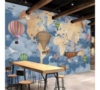 Papier Peint Panoramique Intissé Photo Mural 250x175 cm 3D Grande Carte Du Monde Motif Muraux Geant Mat Poster Maps International Wallpaper pour Salon Cuisines Bureau Chambre d'enfants Décor