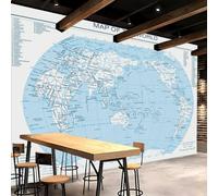 Papier Peint Panoramique Intissé Photo Mural 500x280 cm 3D Grande Carte Du Monde Motif Muraux Geant Mat Poster Bleu Maps International Wallpaper pour Salon Cuisines Bureau Chambre d'enfants Décor