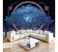 Papier Peint Panoramique Intissé Photo Mural Arbre De La Vie 400x280 cm 3D Motif Muraux Geant Mat Poster Runes Artistiques Décoration murale Art non tissé décoration chambre TV mur salon