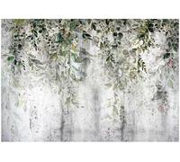 WallArena - Papier peint photo non tissé - Motif botanique - 350 x 250 cm - Pour salon et chambre à coucher - Effet 3D - Avec colle - Botanique tropicale - Vert et blanc