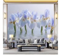 Papier Peint Panoramique Iris aquarelle murale moderne Tapisserie décorative pour chambre salon 350 x 256 cm Personnalisé Décoration Murale Bureau Bleu