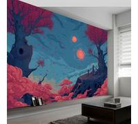 Papier Peint Panoramique Jeux Vidéo Cerisier en Fleurs Ciel, Papier Peint Intissé Anime pour Chambre Salon Salle à Manger Décoration Murale 300L x 210H cm - Fond D'écran Photo Moderne Art Mural