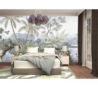 Papier Peint Panoramique Jungle 3D Peinte De La Plante Tropicale Palmier 355x250cm Soie Fresque Murale pour Salon Décoration Murale