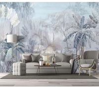 Papier Peint Panoramique Jungle Aquarelle Papier Peint Soie Tapisserie Poster Mural pour Salon Chambre Décoration Murale 350x256cm