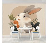 Papier Peint Panoramique Lapin De Pâques, Carotte Poster Geant Mural Personnalisé 3D Papier Peint Pour Salon Chambre D'Enfant Décoration Murale, Animal De Pâques Lapin Murales 500x317cm(L x H)