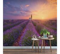 Papier Peint Panoramique Lavande Violette 450x315 cm 3D Papier Peint Intissé Paysage Au Lever du Soleil Photo Trompe l'oeil Poster Geant Mural Salon Chambre Enfant Chambre a-9439