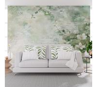 Papier Peint Panoramique Lettre de Fleurs Artistiques Vintage 500x317cm(L x H) Papier Peint Intissé Décoration Murale Moderne - Tapisserie Décorative pour Chambre Salon - Fleurs Végétales (Vertes)