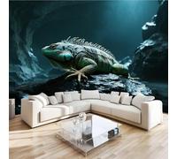 Papier Peint Panoramique Lézard Animal 430x300 cm Poster Murale 3D Pierre Piscine Tapisserie Photo Peinture Murale,Papier Peint Intissé Fresque pour Salon Chambre Toile Fond TV