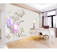 Papier Peint Panoramique Ligne Papillon Blanc Tulipe 250x175cm Papier Peint 3D Intissé Tapisserie Poster Chambre Salon Decoration Murale -MIWEI Wallpaper-ZXY-40566