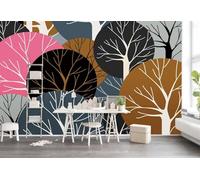 Papier Peint Panoramique Lignes Abstraites D'Arbres 400x280cm Papier Peint 3D Intissé Tapisserie Poster Chambre Salon Decoration Murale -MIWEI Wallpaper-ZXY-29627